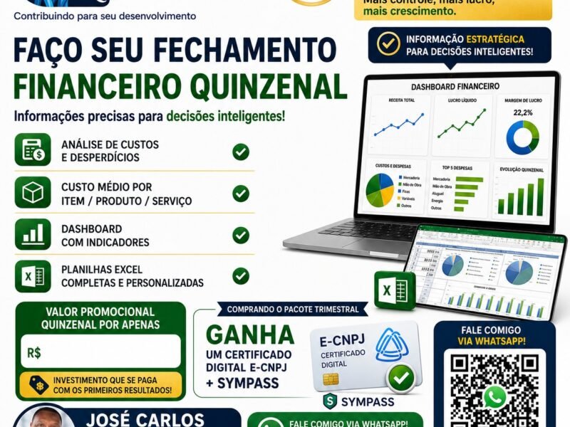 Consultoria Empresarial, ISO9001, Financeiro, NR1, Marketing Digital